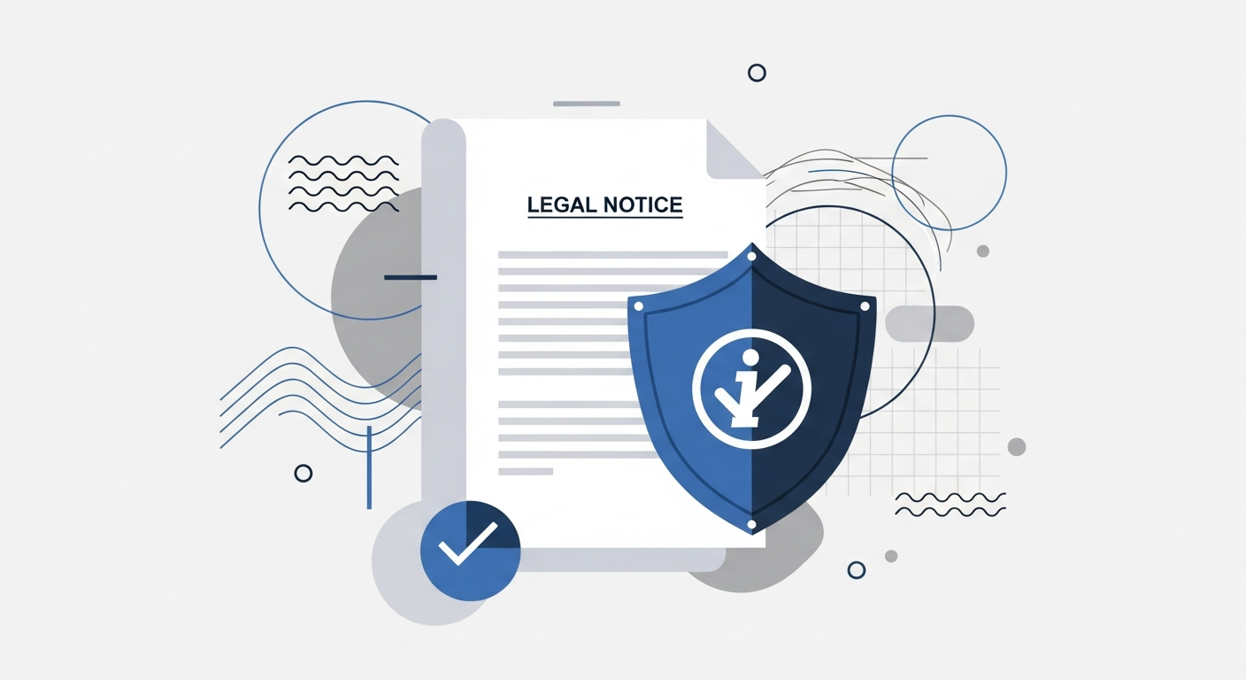 Legal disclaimer and notice with information shield and verification
