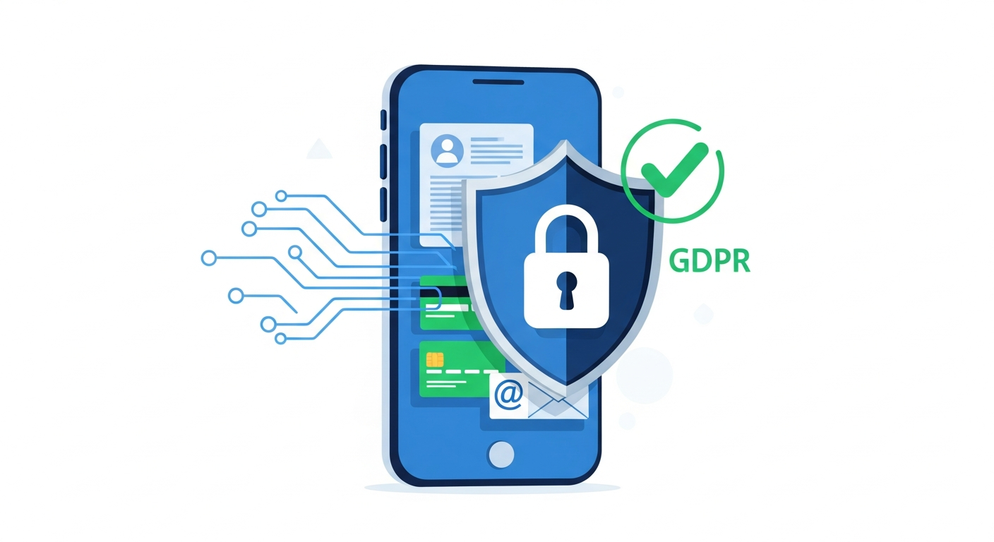 Data privacy and protection with digital lock shield protecting personal data