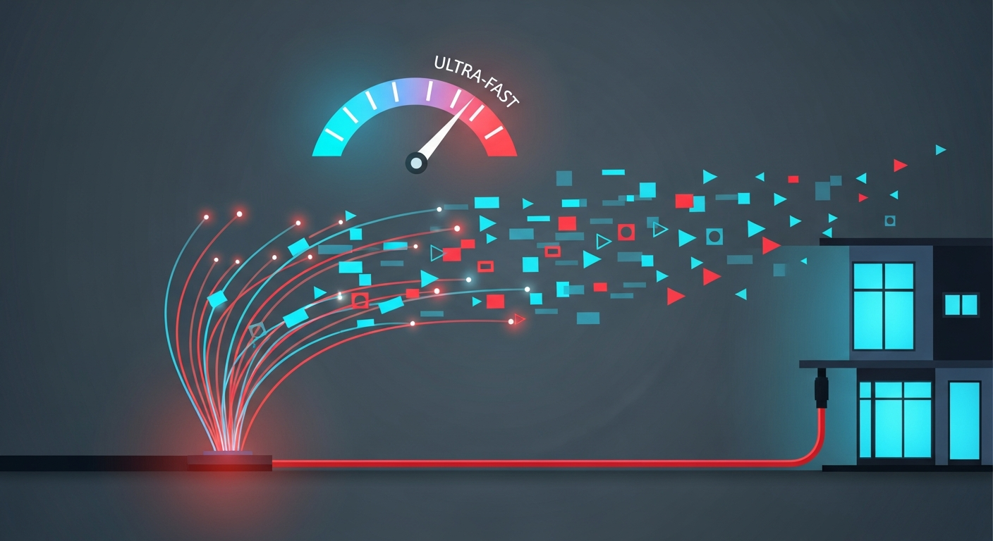 High-speed fiber broadband connection delivering fast internet to a house